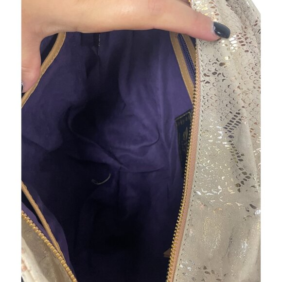 Sharif Womens Hobo Bag Beige Anaconda Tears Leather Shopper Tote Satchel NWT - Picture 8 of 14